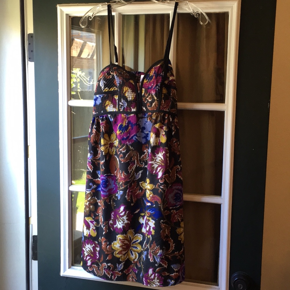 Floral and Black Mini Dress